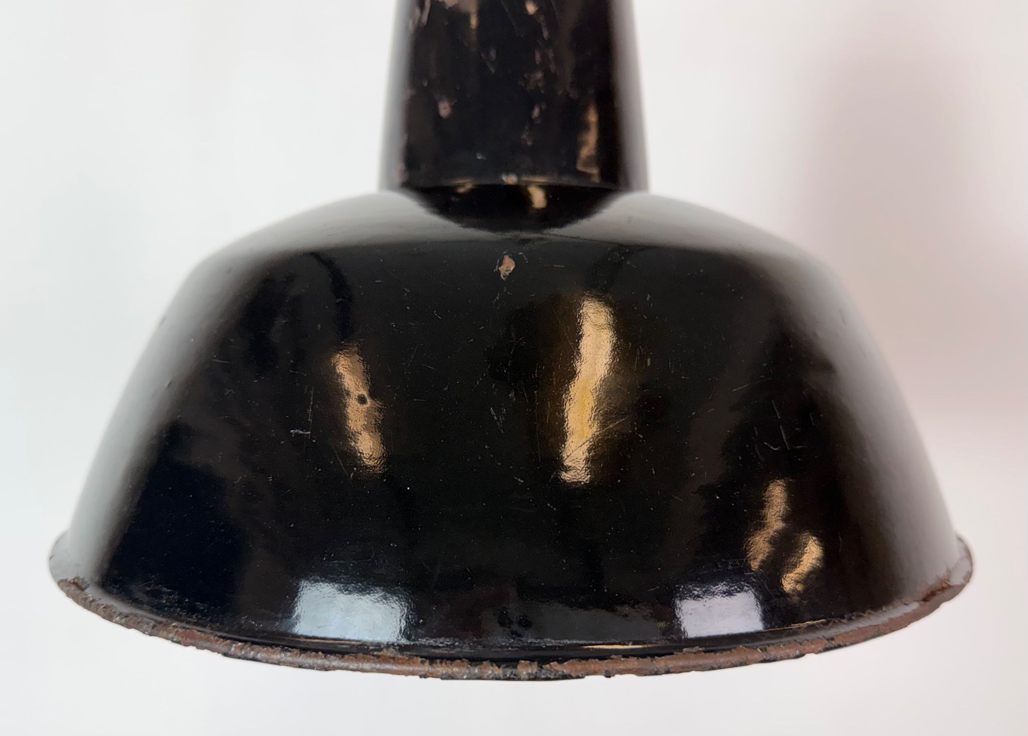 Industrial Black Enamel Factory Pendant Lamp, 1950s