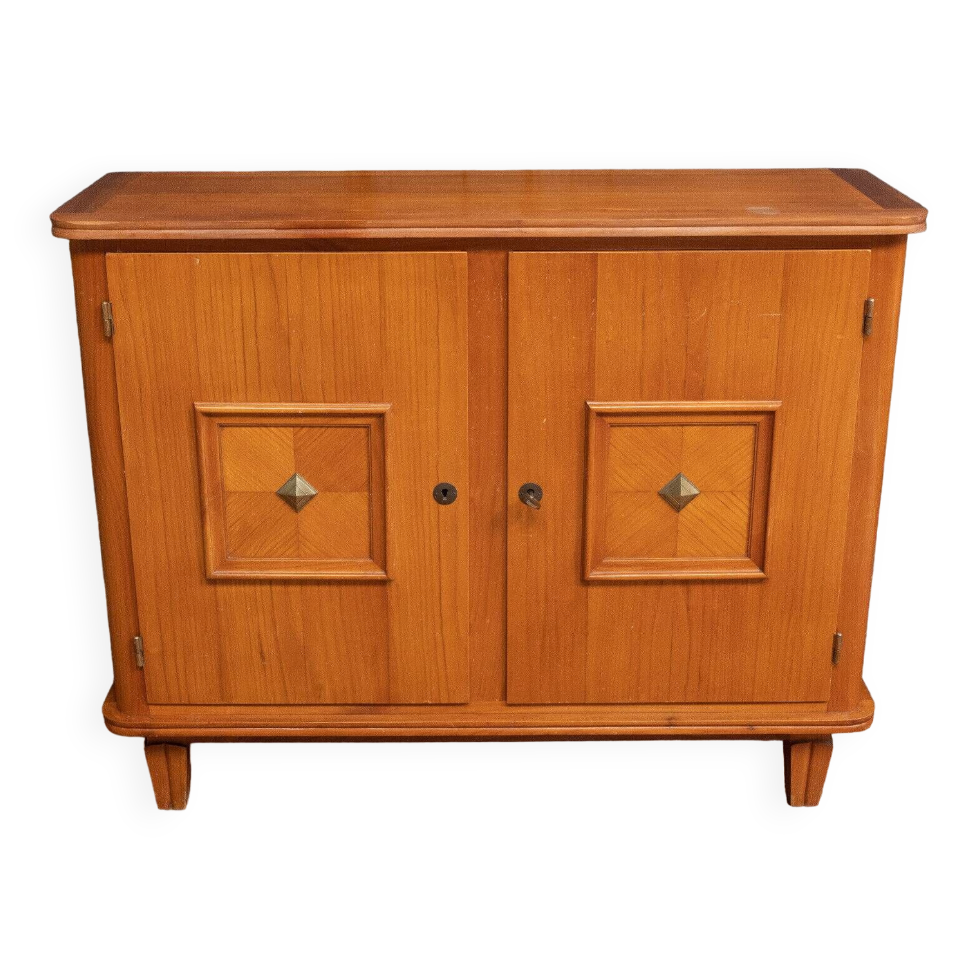 Sideboard from the 1940s two doors marquetry ornamented bronze
