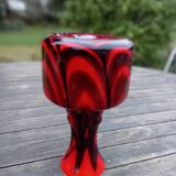Red/black blown opaline glass vase Empoli 1970 Pop'art style