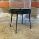 Antique black & white metal bird cage on vintage decorative legs