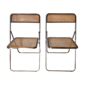 Paire de chaises pliantes en cannage