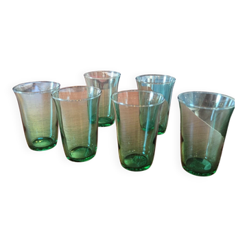 6 verres verts estampillés LESIEUR – vintage 60/70’s