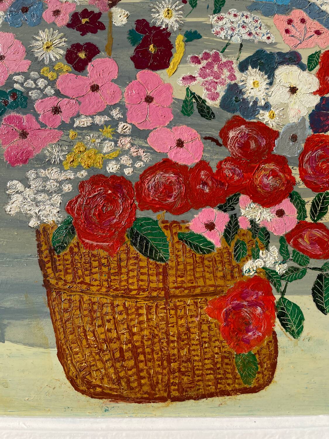Peinture bouquet de fleurs tableau naïf