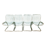 Set of 4 Gastone Rinaldi style chairs in chrome metal