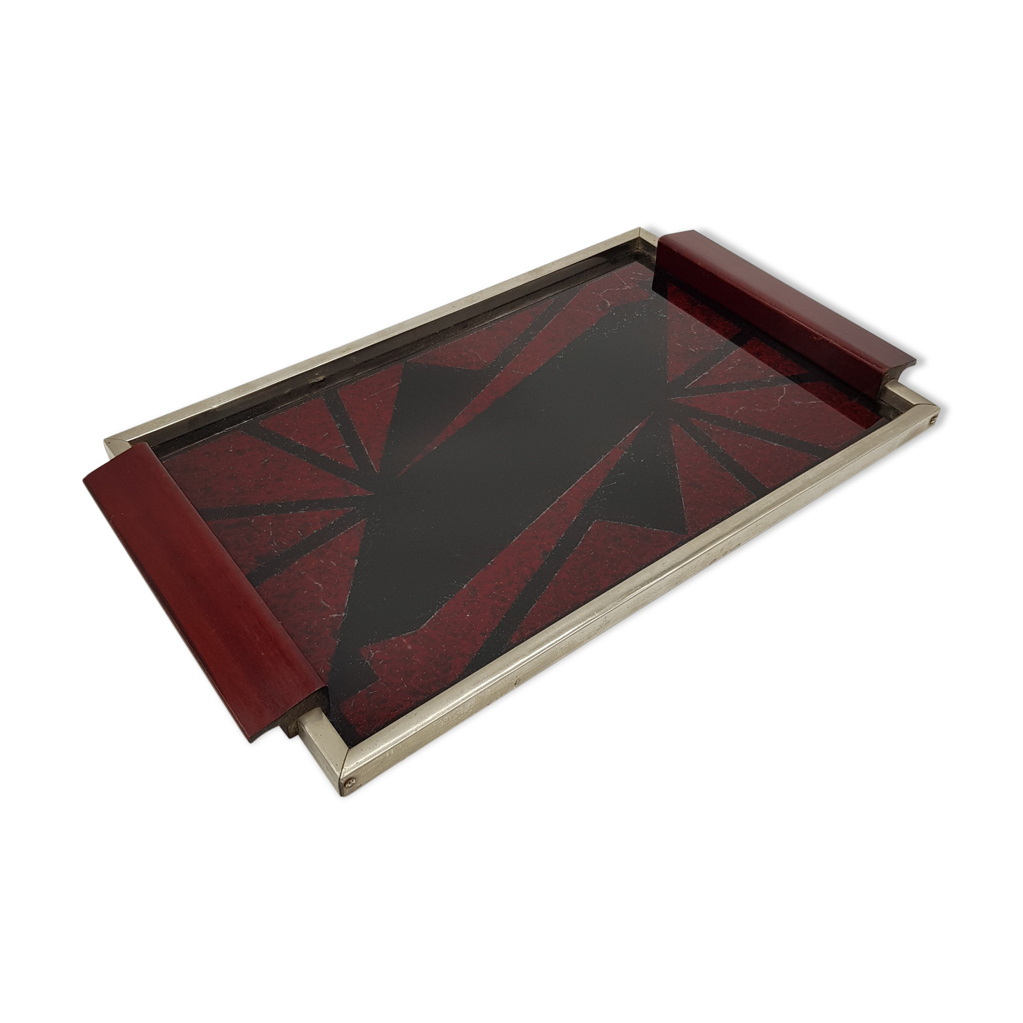 Geometric decor glass tray fixed under glass