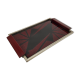 Geometric decor glass tray fixed under glass