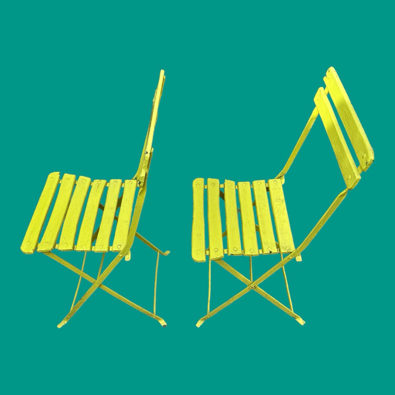 Two old folding garden chairs