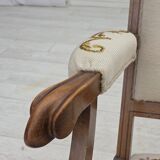 1930s, Danish highback rocking chair, original hand woven wool, ash wood.