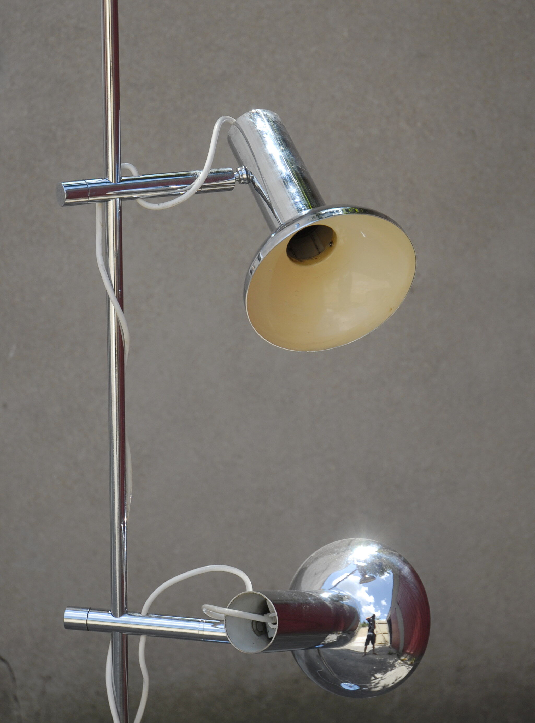 Floor lamp 2 spots chrome dating 60-70 years