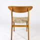Set of six dining room chairs in teak and upholstered with light fabric, of danish design, 1960S