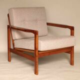 Vintage Armchair Beige Upholstery Scandinavian Design