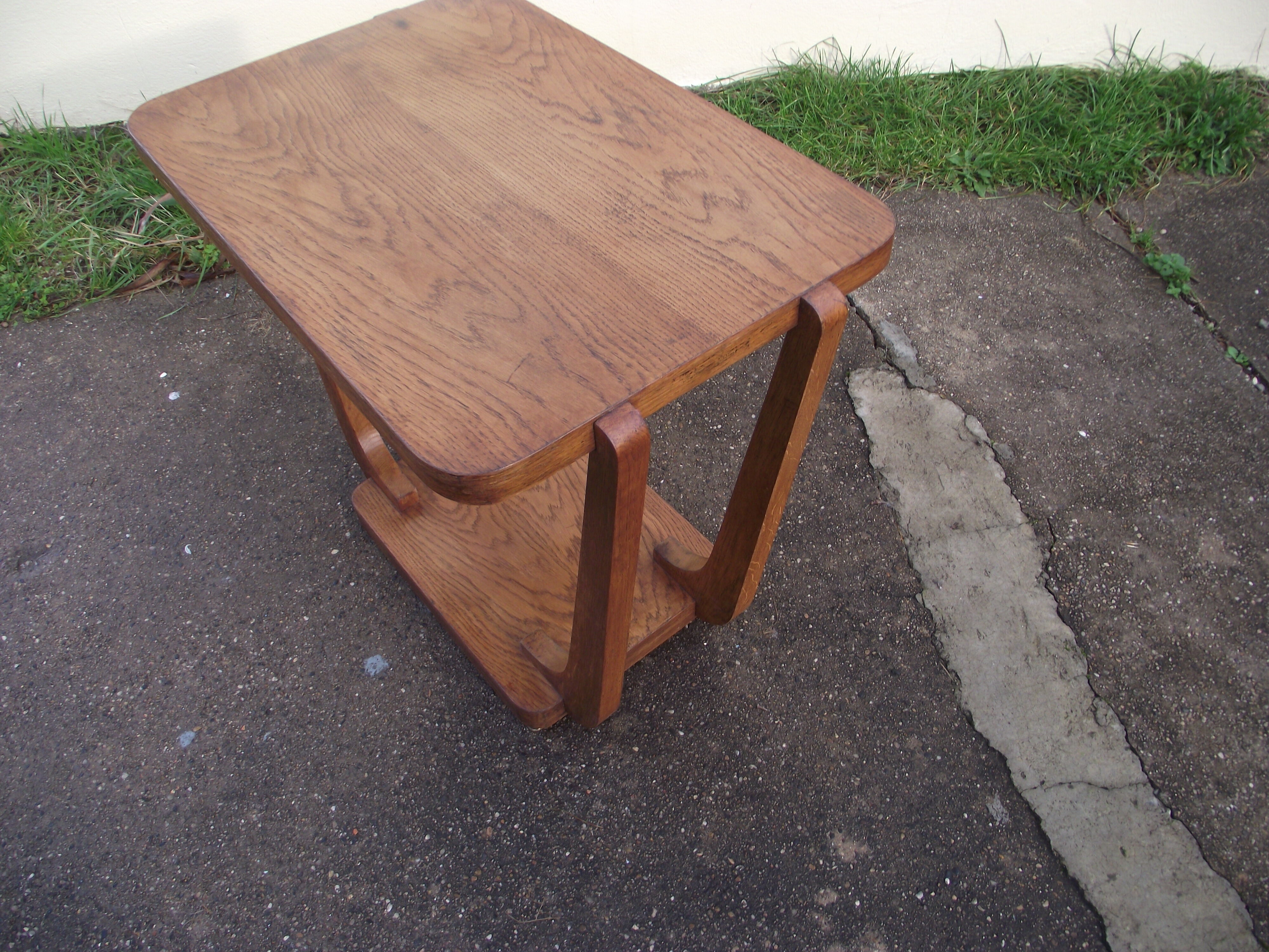 Art deco side table oak from the 50s