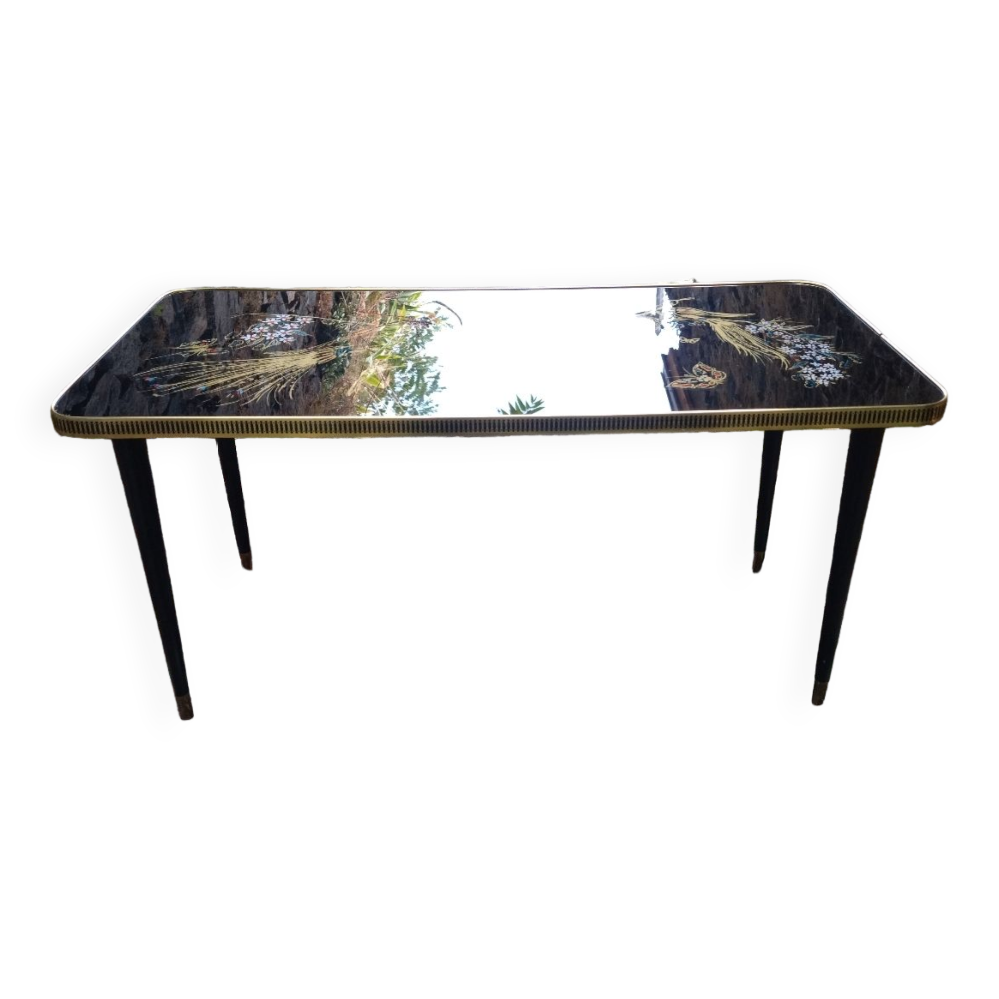 Vintage coffee table 50s - golden bird décor