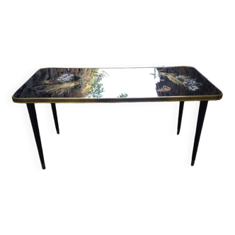 Vintage coffee table 50s - golden bird décor