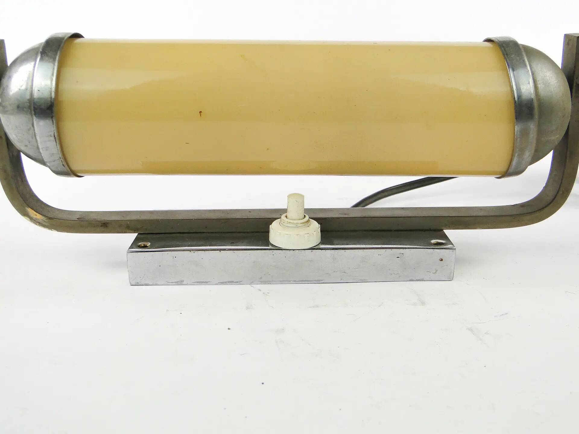 Art Deco wall lamp, functionalism, chrome-plated brass, Czechoslovakia, 1950s
