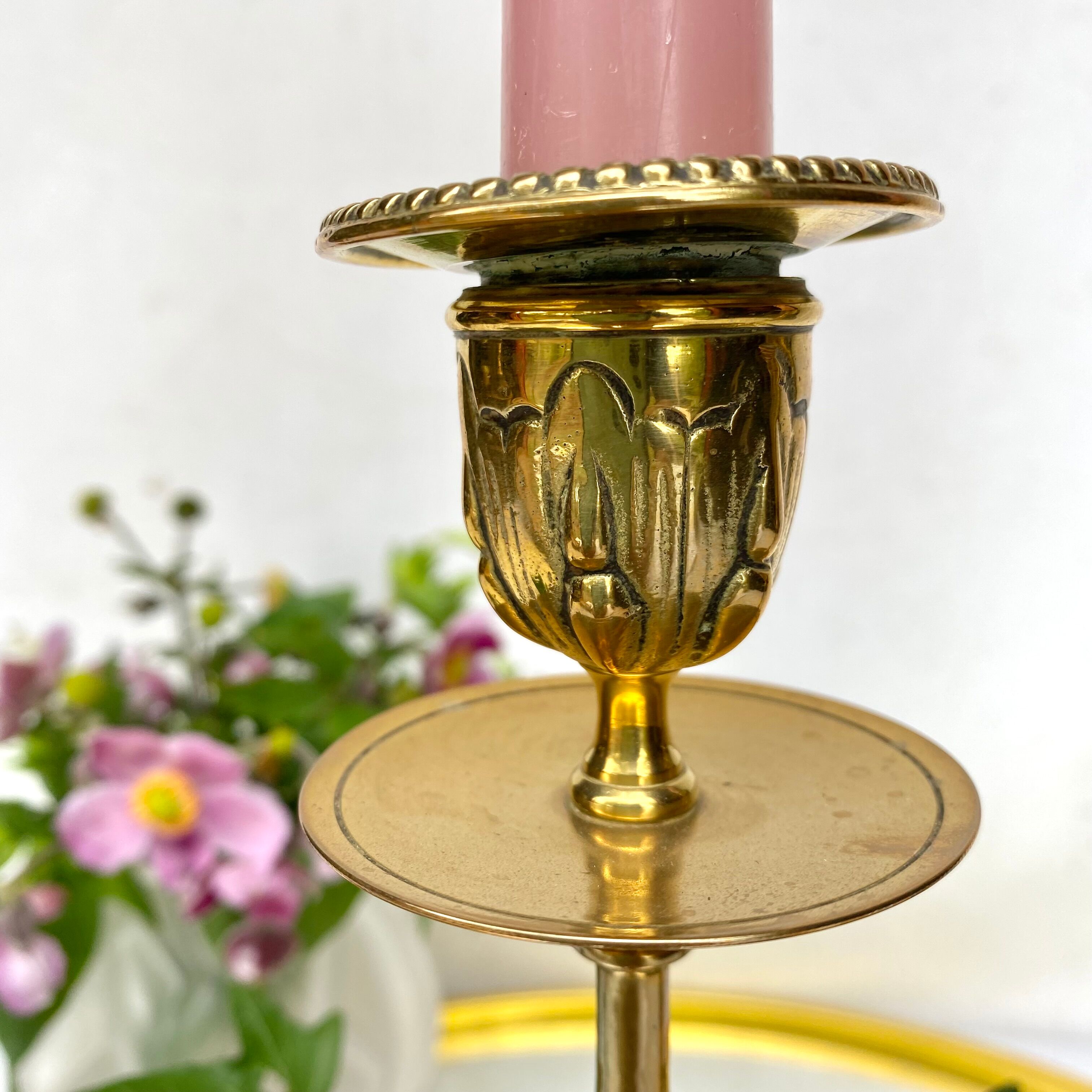 Golden brass candle holders