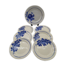 Service à la Rose bleue 6 assiettes plates et 1plat rond vintage