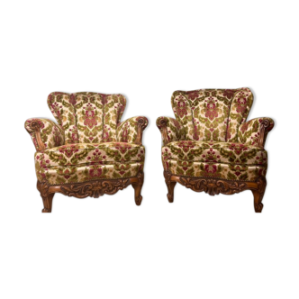 Set of 2 old 'baroque' single seats, armchairs club
