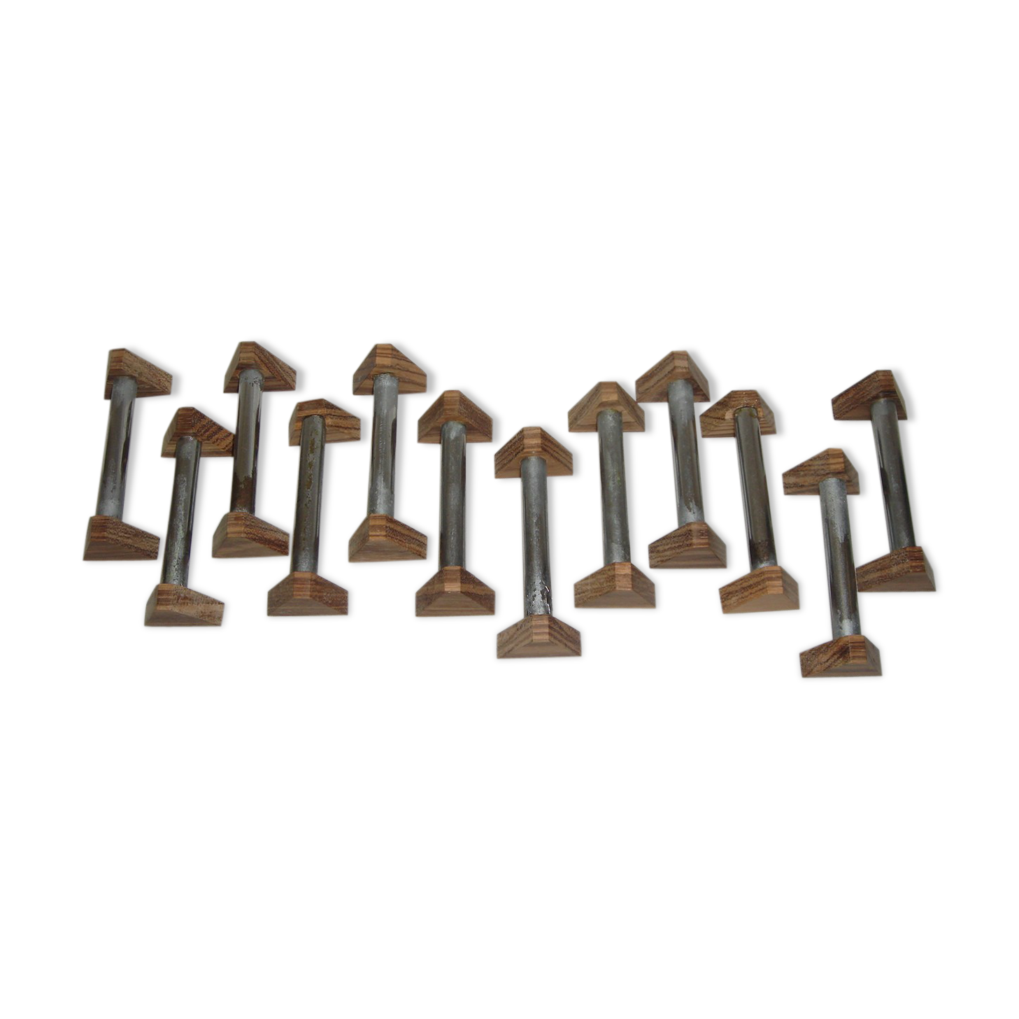 12 knife holder sets from 1960 (wood and aluminum)