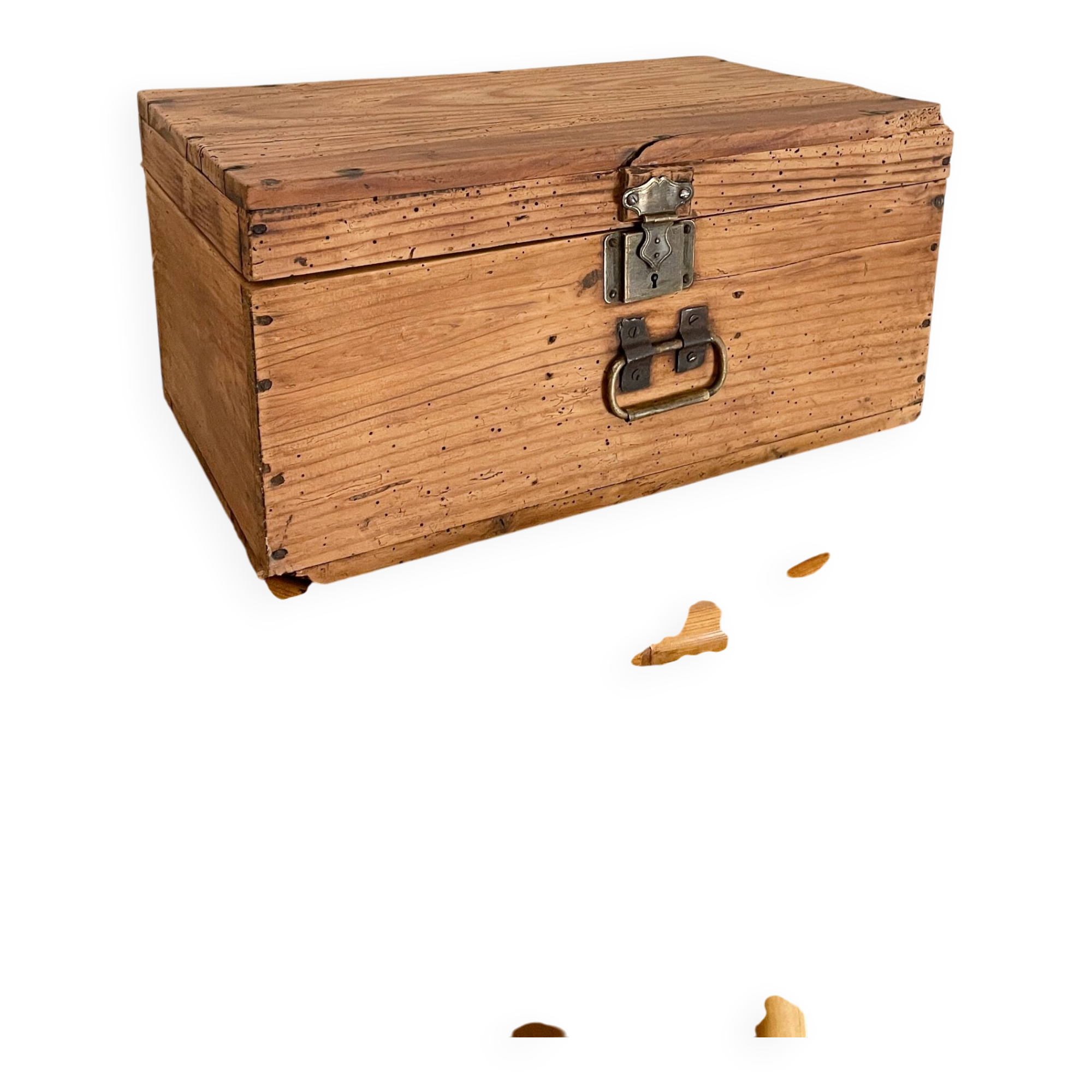 Antique solid pine chest - 41 x 25 x 20