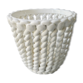 Cache pot en céramique ajourée et tressée
