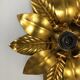 Set of 3 Golden Florentiner Leaf Theatre Wall Ceiling Light Sconces, Italy 1960s