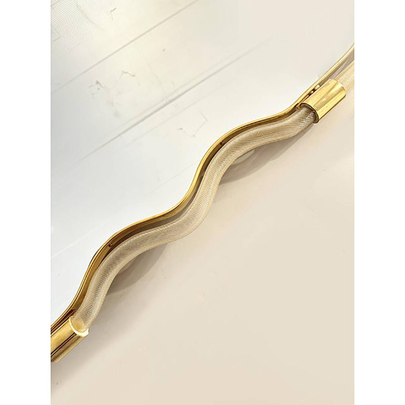 Wave Mirror in Gold "Torchon" Torciglione Glass Design