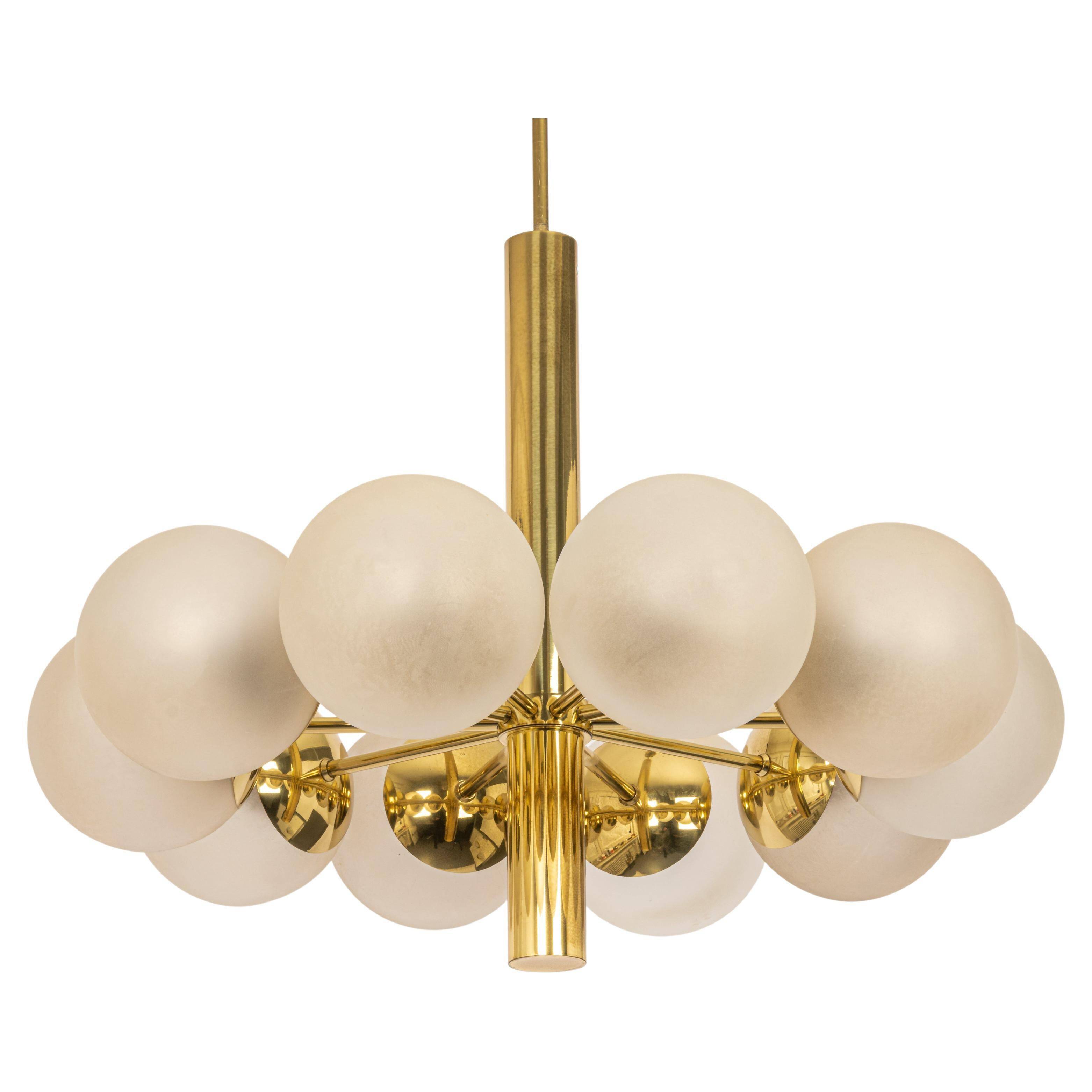 Grand lustre Kaiser Sputnik en globes de verre, Allemagne, années 1970