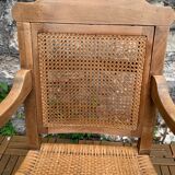 Barber's armchair in wood cannage and straw 1900