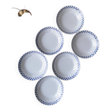 6 “checkerboard” soup plates Moulin des Loups