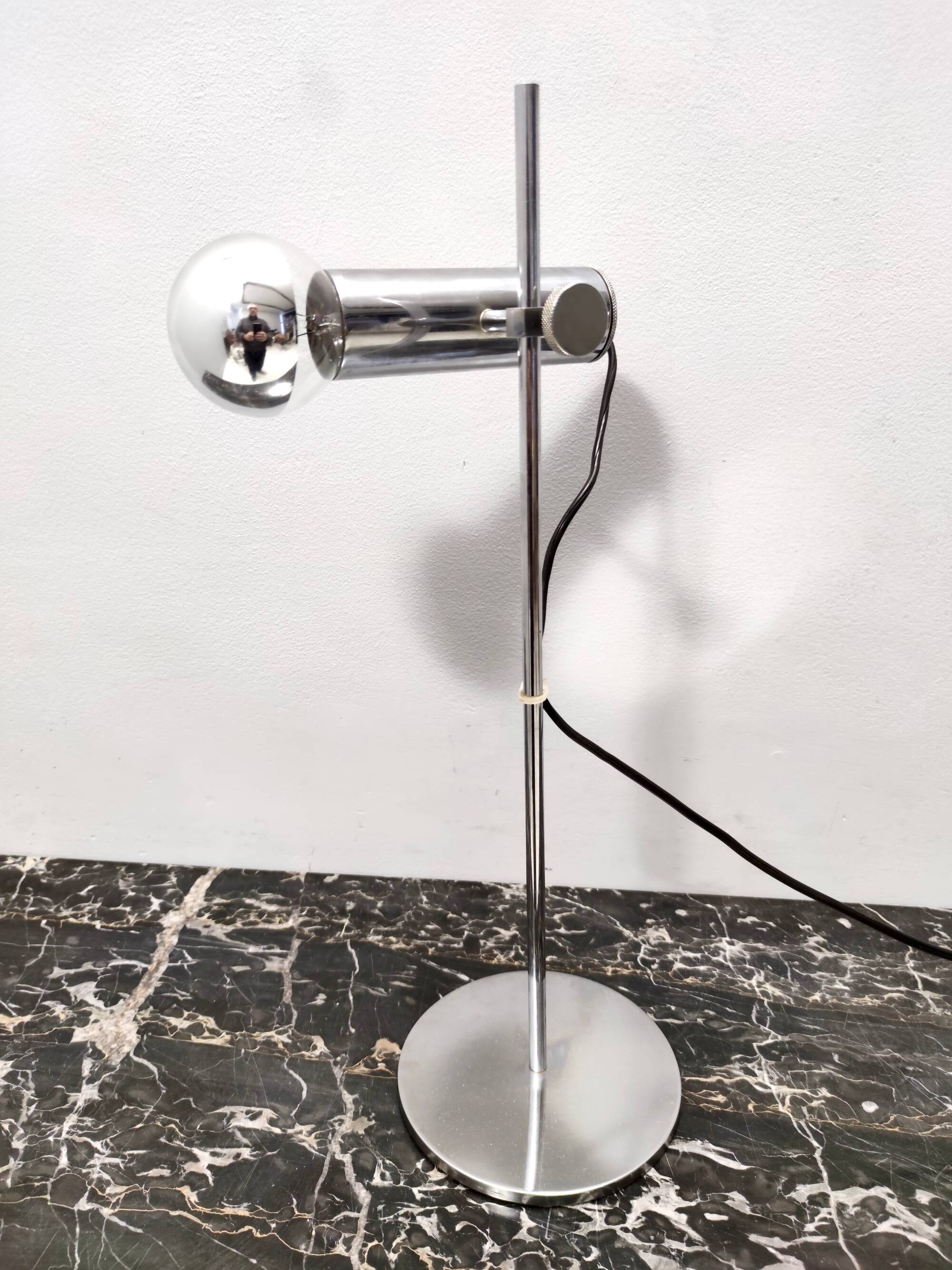 Chrome-Plated Brass Desk Lamp attr. to Giuseppe Ostuni for O-Luce, Italy