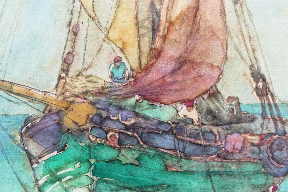 Set of 3 marine watercolours, signed Ghodrat Delbasteh.