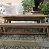 Farmhouse table with solid oak benches