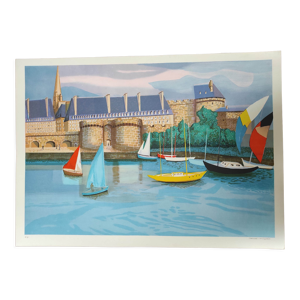 Les voiliers - lithographie originale