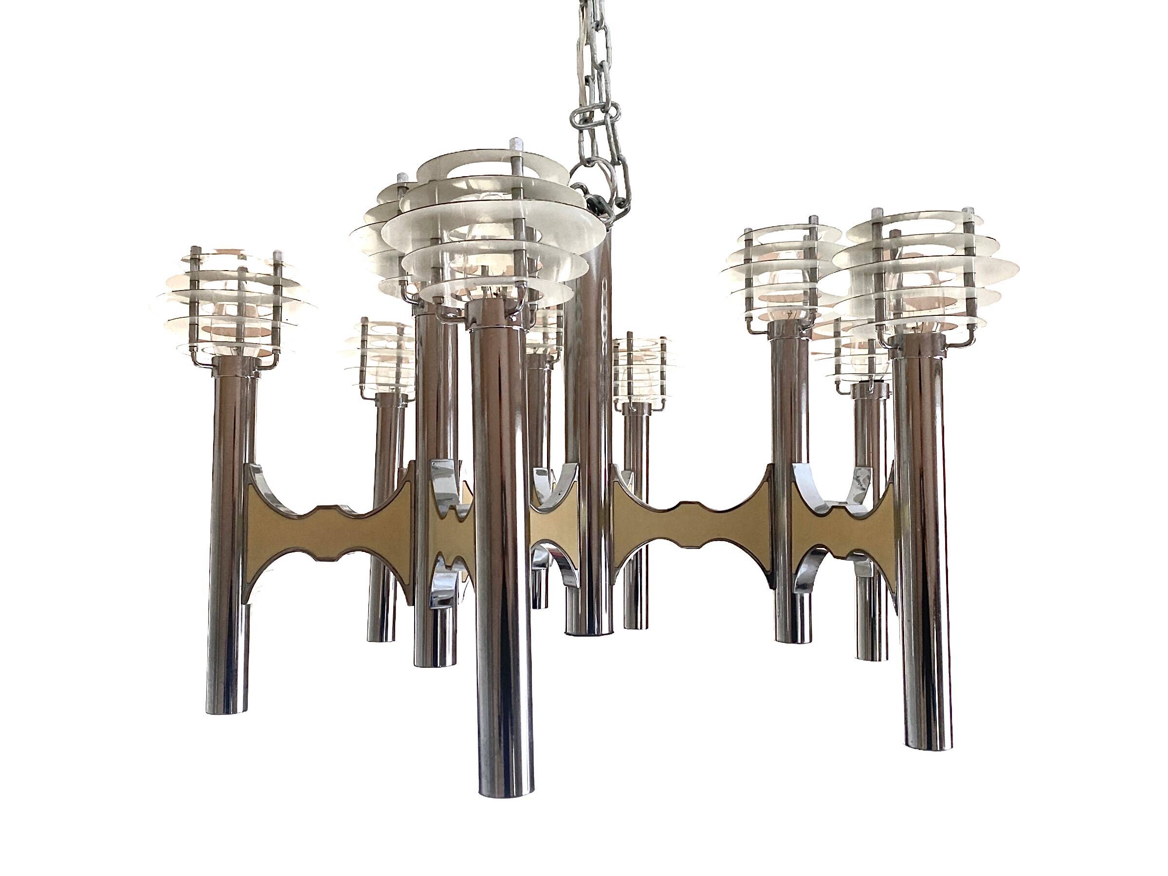 Vintage Italian 9-arms luchter Sciolari