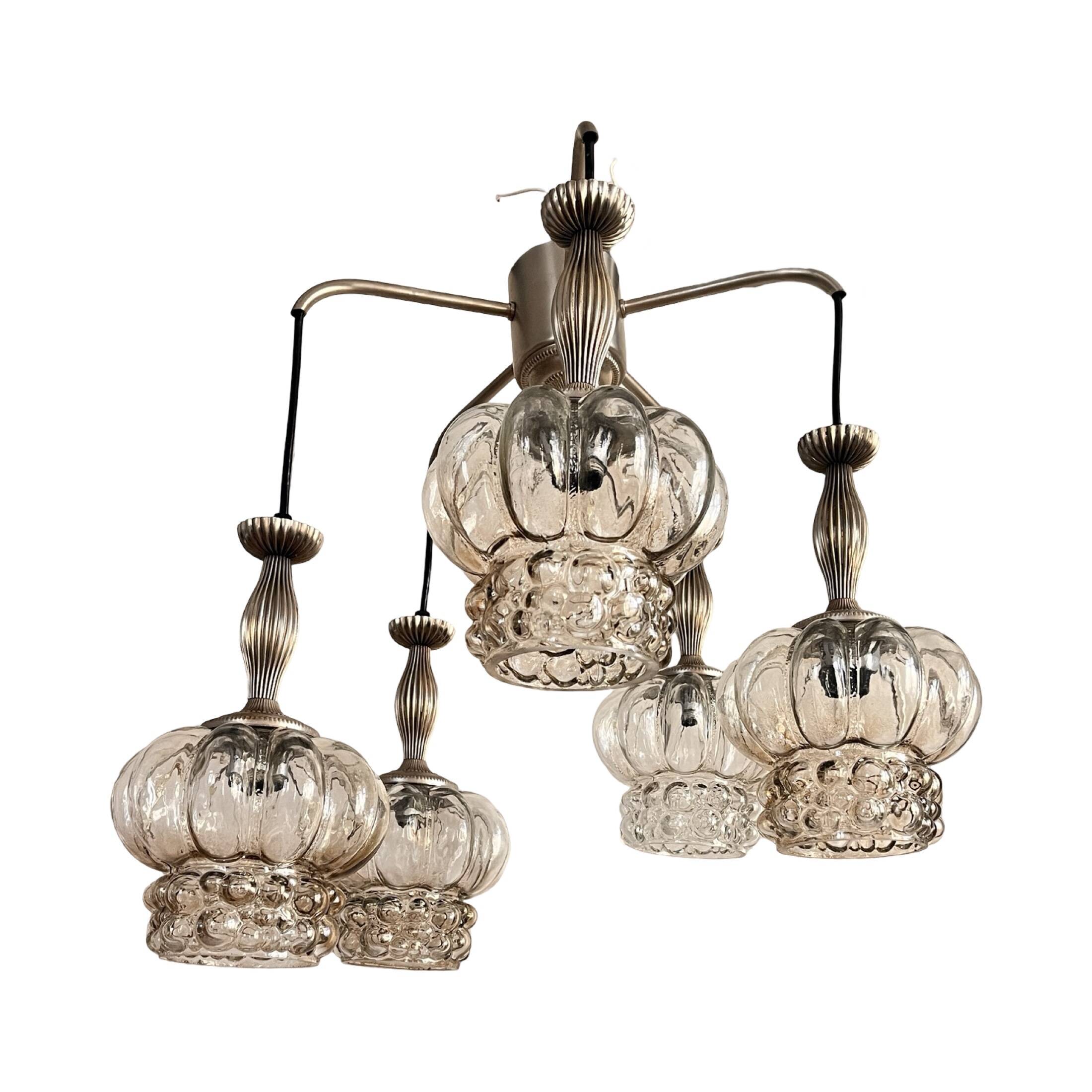 Mid-century modern cascade chandelier veb narva leuchten, germany, 1970s.