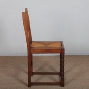 Set of 6 straw-seated solid wood chairs, French craftsmanship, 1950.