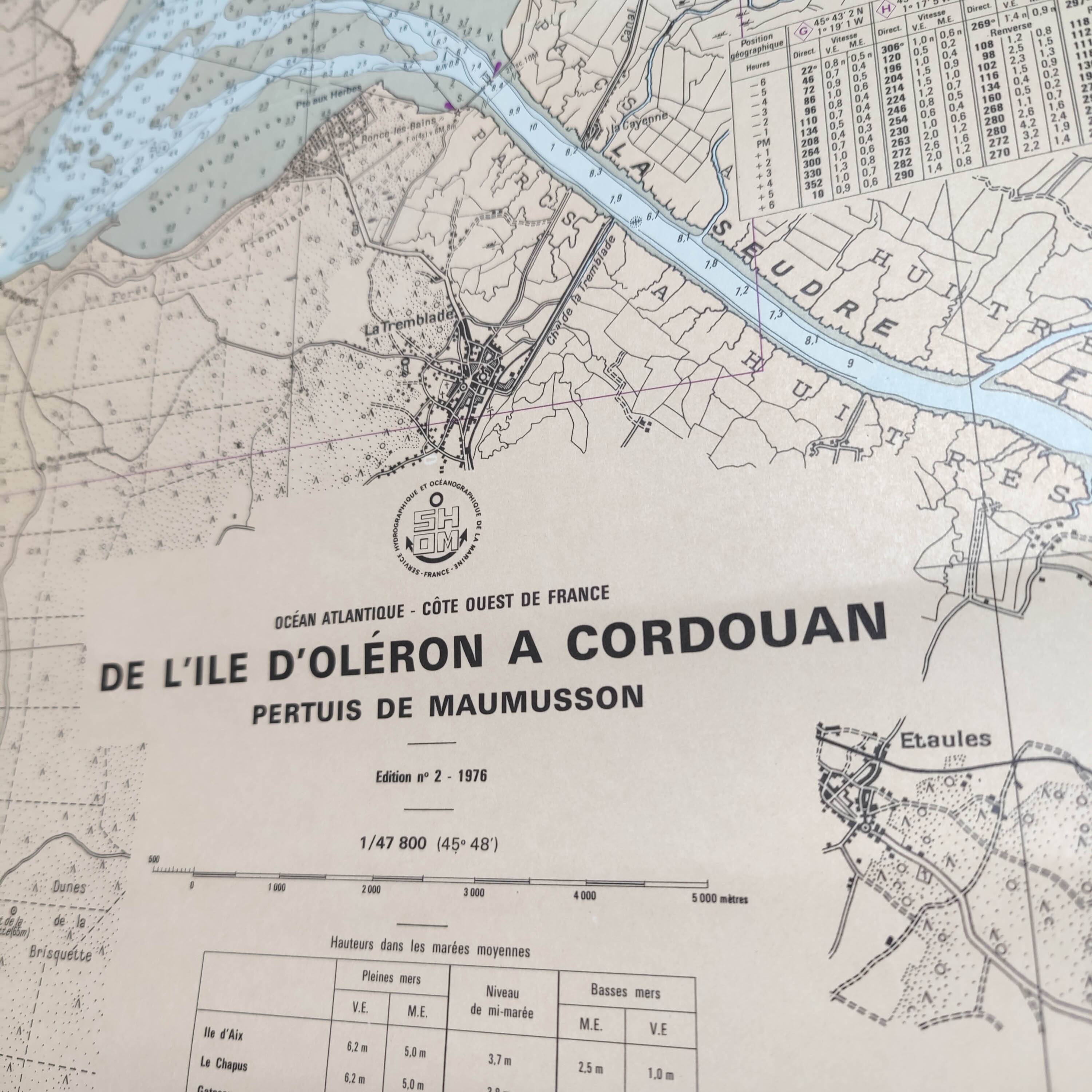 Map of Charente Maritime, Oléron Island, West Coast, France, 1976