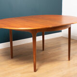 Retro teak 1960s round nathan dining table & space saving 4 chairs