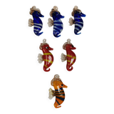 Six small Murano Seahorses in glass.