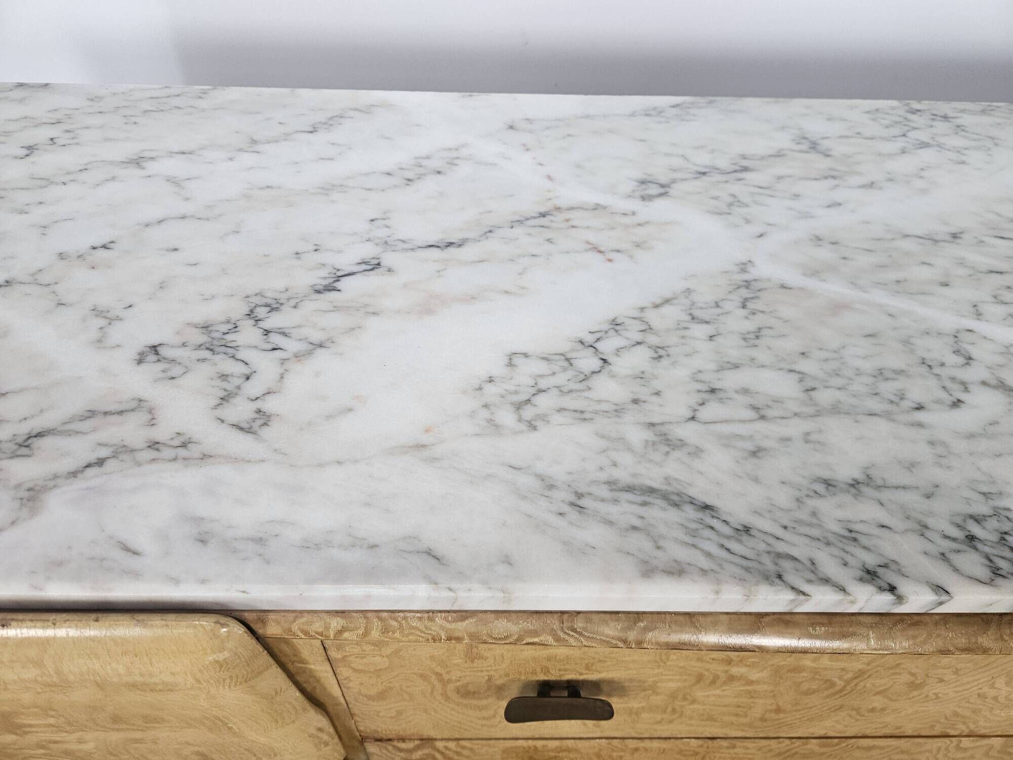 1950s maple chest of drawers with a marble top