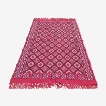 Large Berber carpet with diamond patterns handmade in pure wool