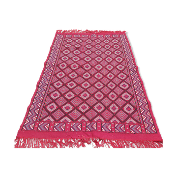 Large Berber carpet with diamond patterns handmade in pure wool