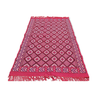 Large Berber carpet with diamond patterns handmade in pure wool