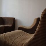 Organic-shaped modular sofa in corduroy, 1970 design