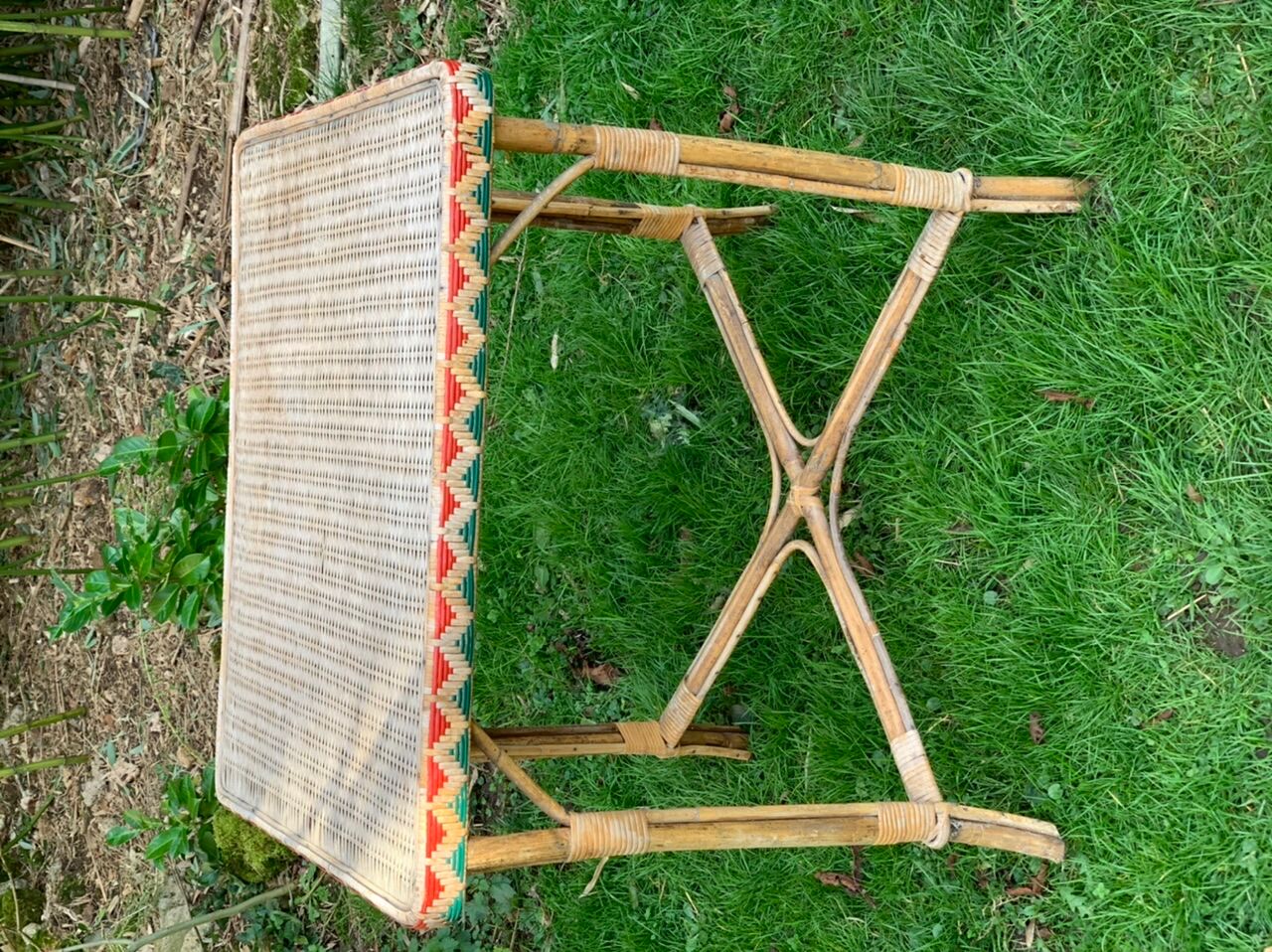 High wicker and rattan table