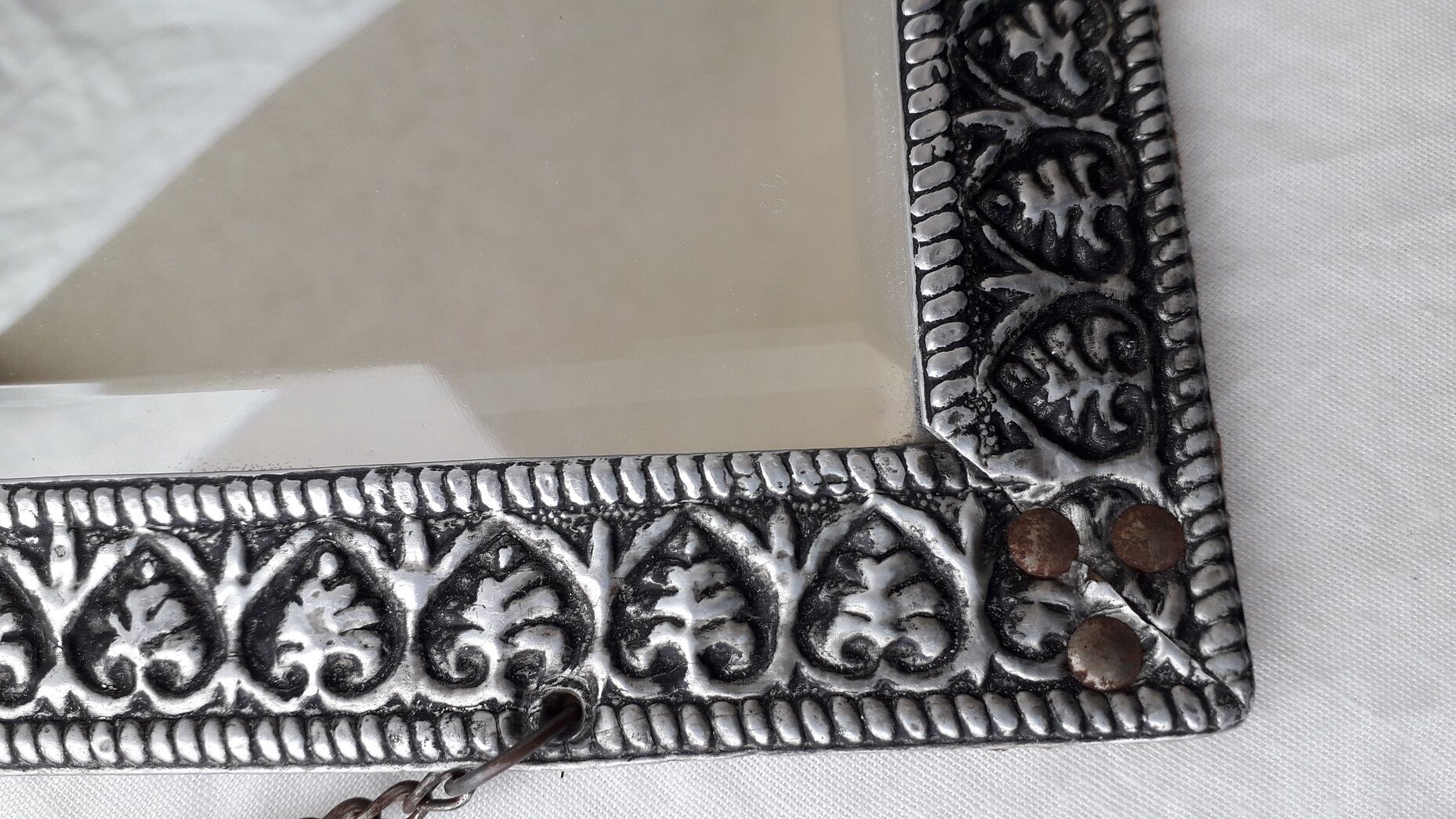 Square pewter mirror