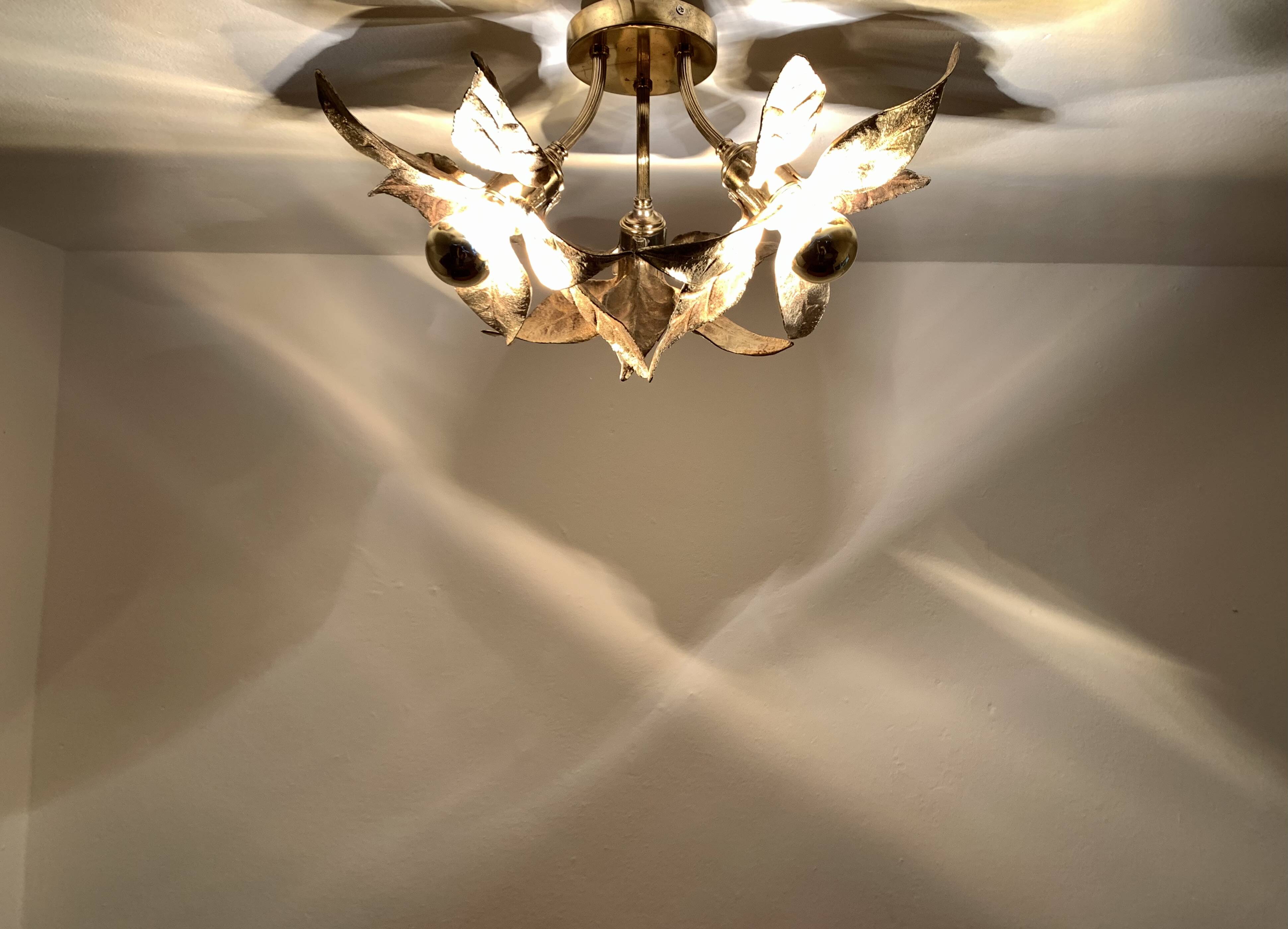 Floral Hollywood Regency Flush Lamp by Willy Daro for Massive
