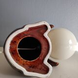 vintage bear lamp in brown ceramic and white opaline globe