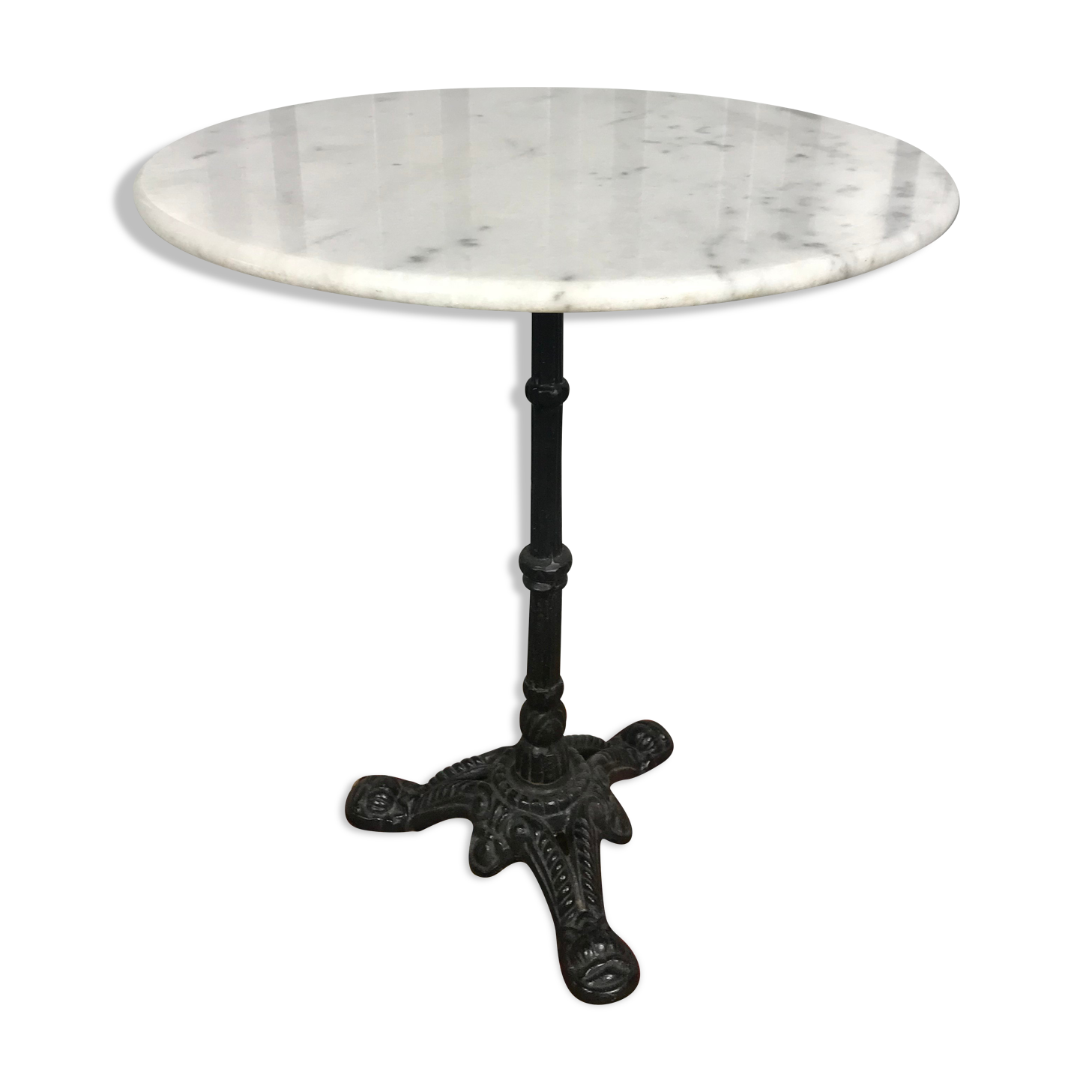 Marble bistro round table and cast foot